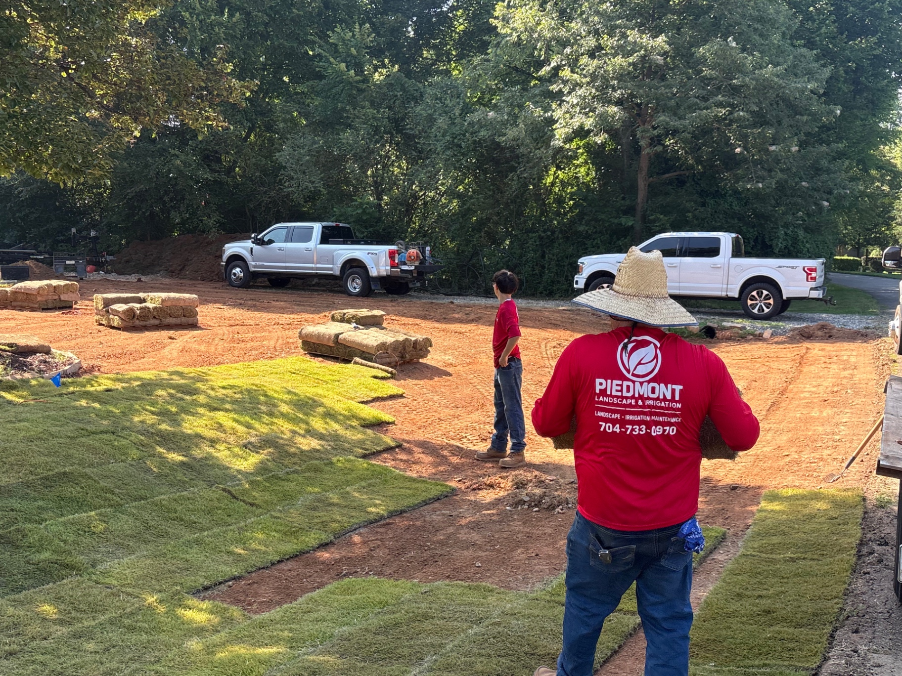 Commercial landscaping work in progress