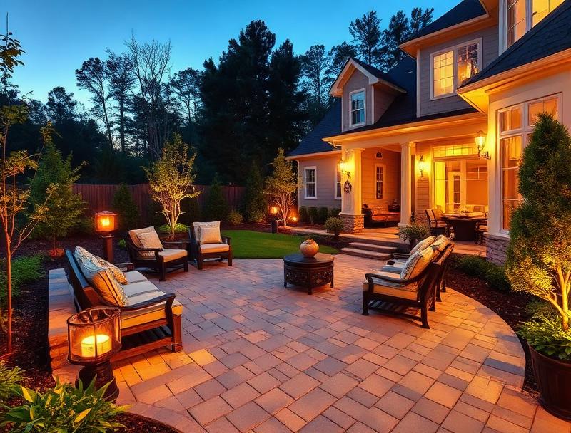 Completed paver patio and landscape project in Charlotte NC